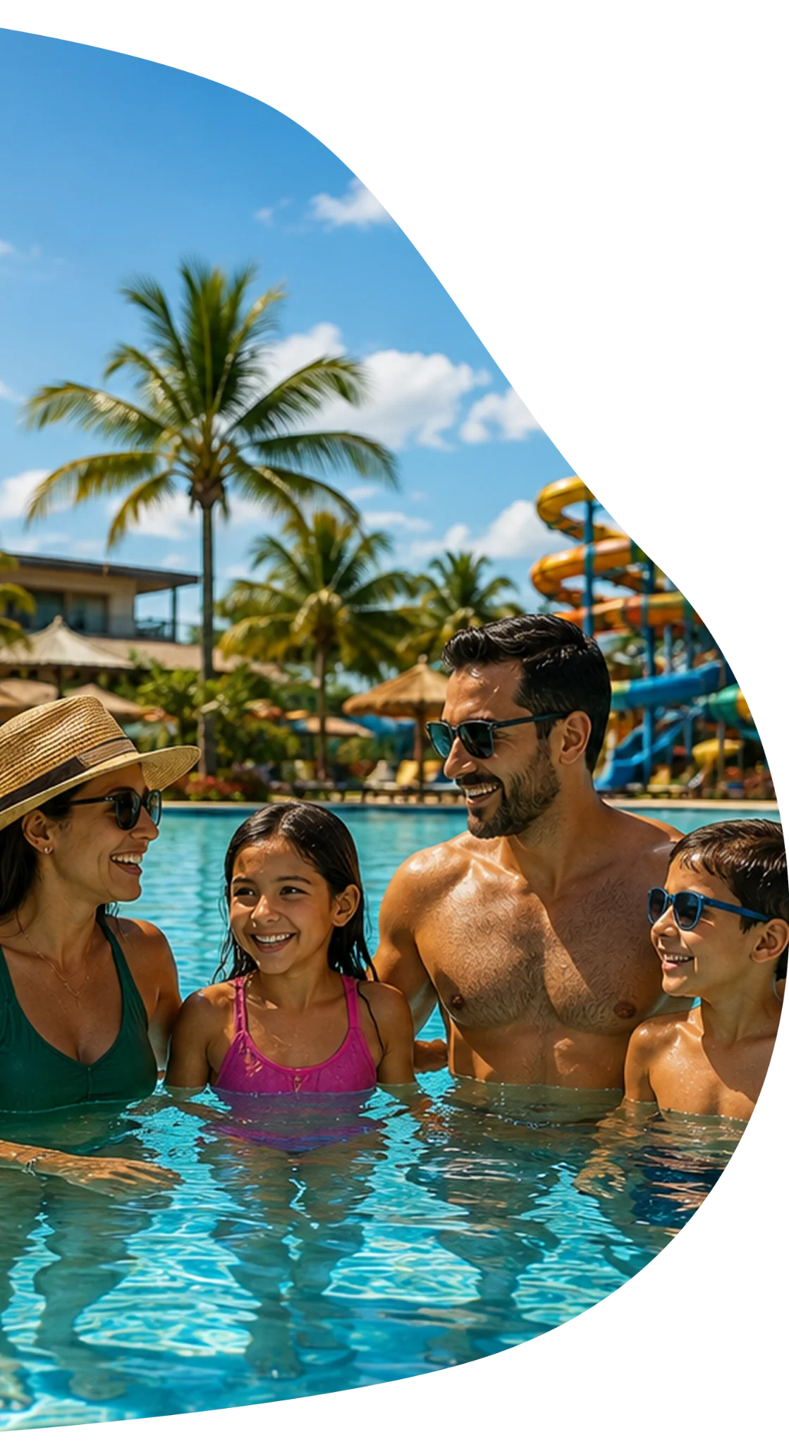 Família na piscina da área exclusiva