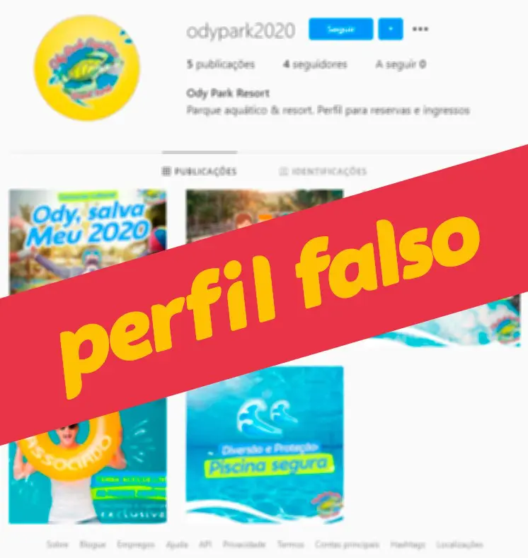 Exemplo do perfil odypark2020, marcado como perfil falso